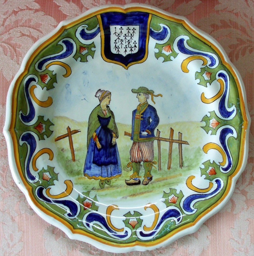 antique desvres french faience dish