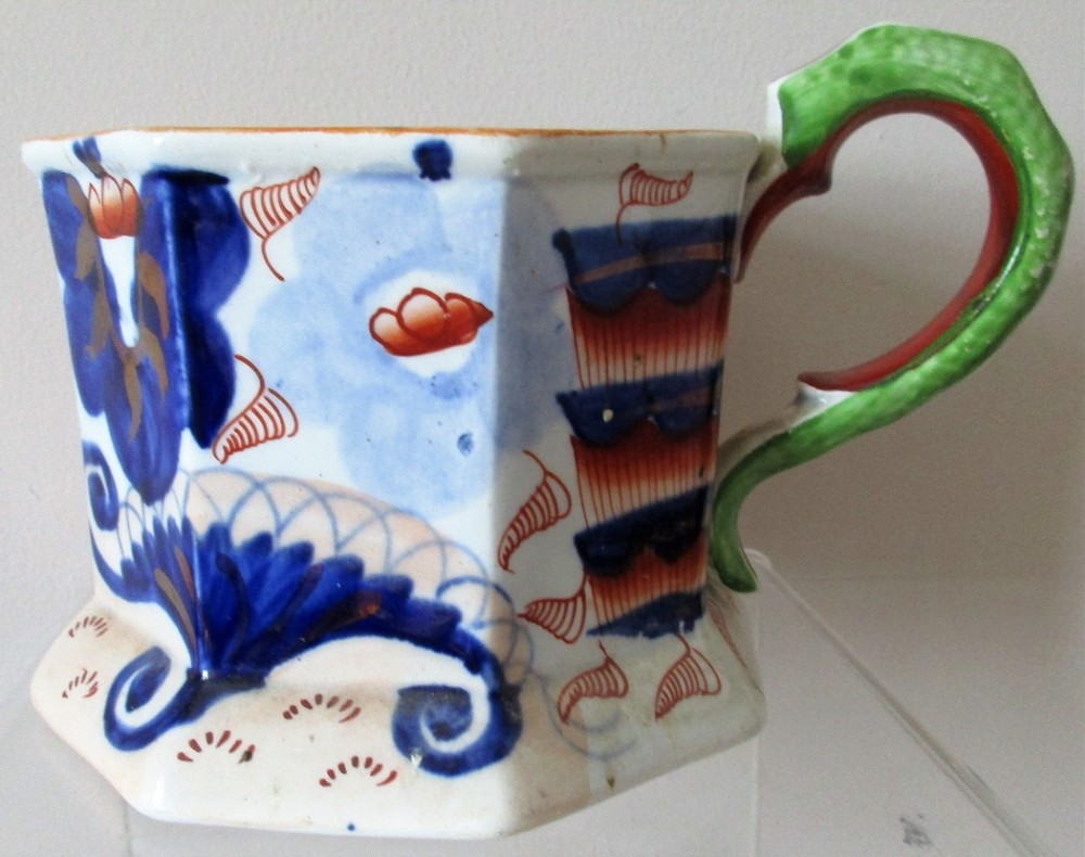 antique georgian gaudy welsh bethesda pattern ironstone mug