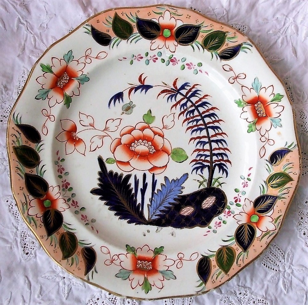 antique english georgian imari pattern ironstone plate john davenport of longport