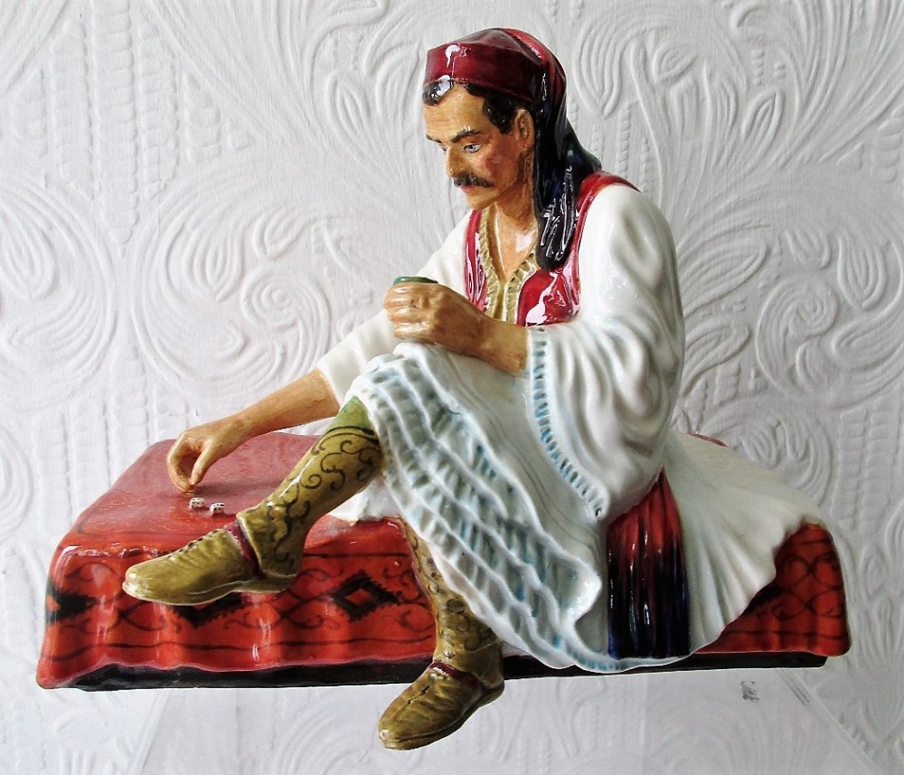 english studio pottery porcelain figurine albanian dice player reginald johnson