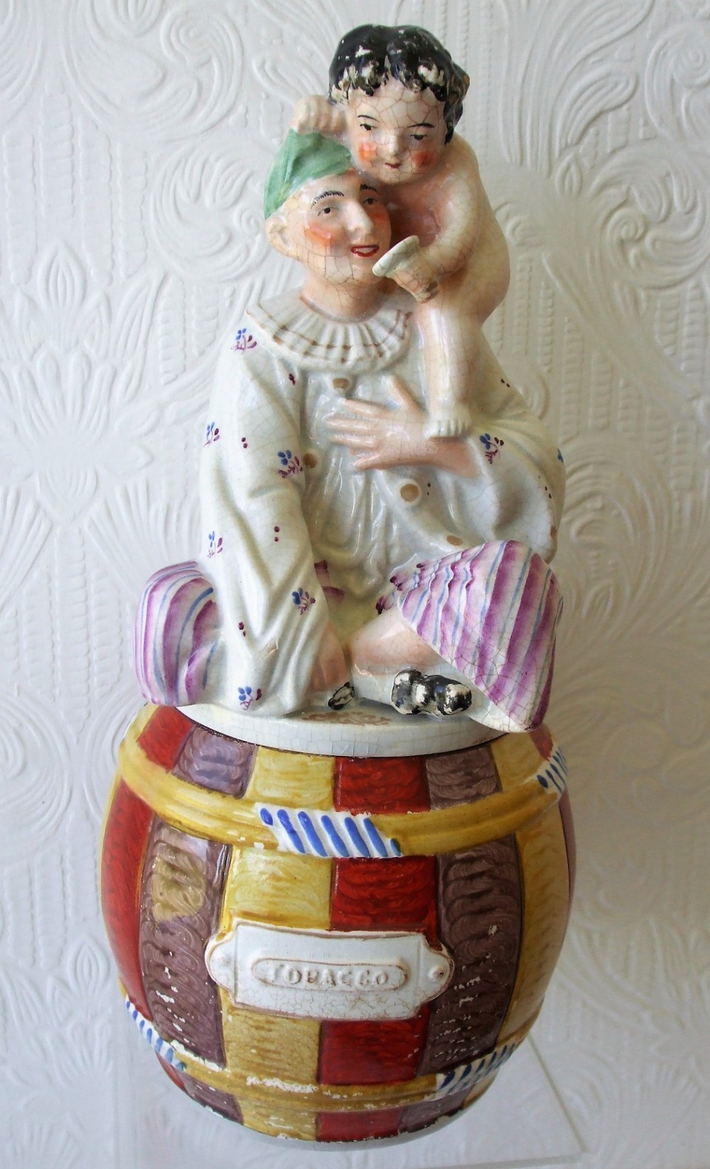 victorian staffordshire pottery tobacco jar and cover