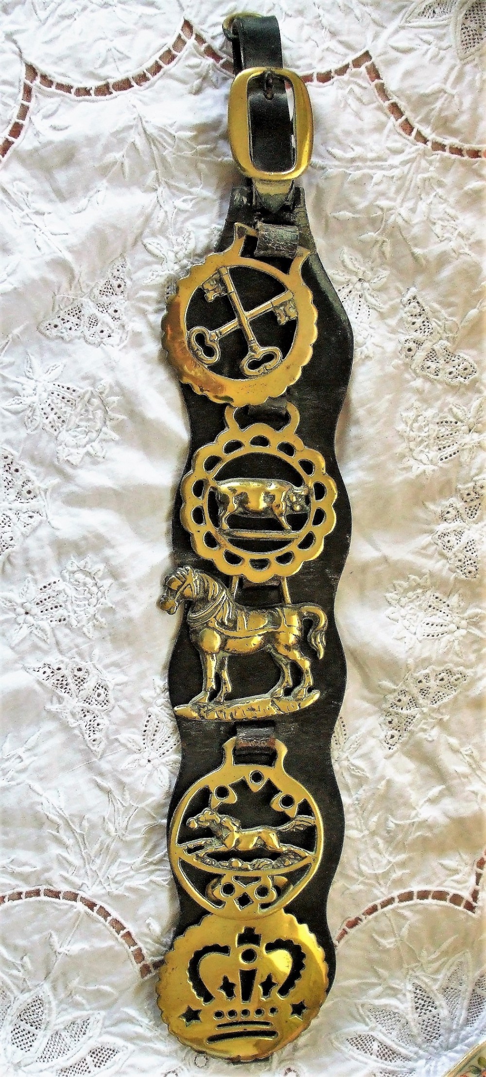 antique english victorian five brass martingale