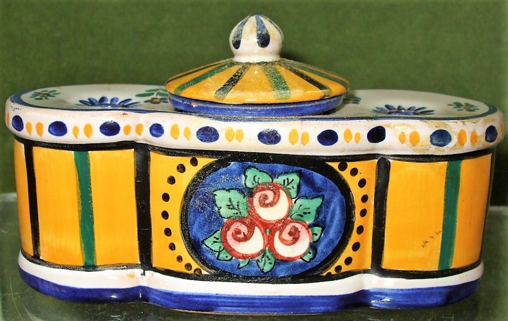 vintage aladin french faience encrier inkwell