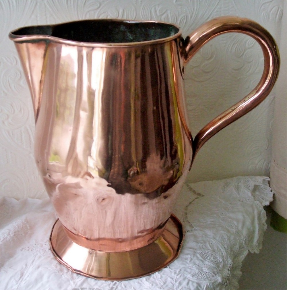 antique english georgian 12 pint copper jug pitcher