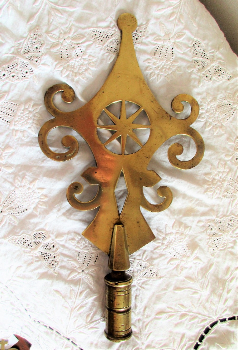 antique english victorian friendly society brass pole head ansford and ditcheat somerset