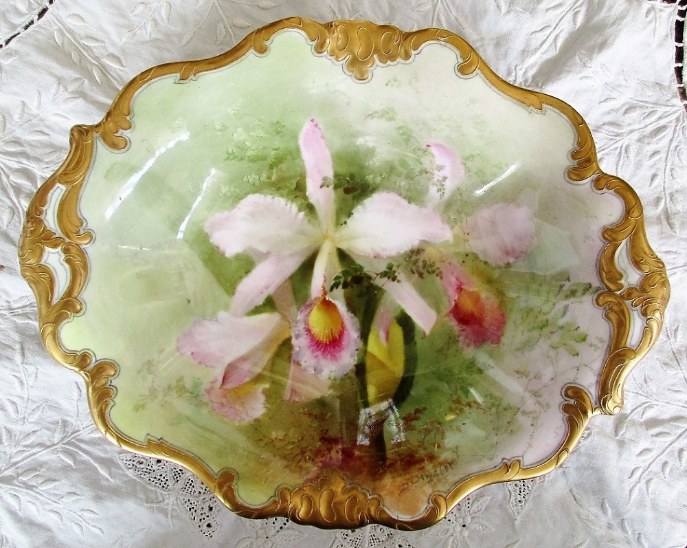 royal doulton porcelain cabinet dish cattleya trianae orchids david dewsberry