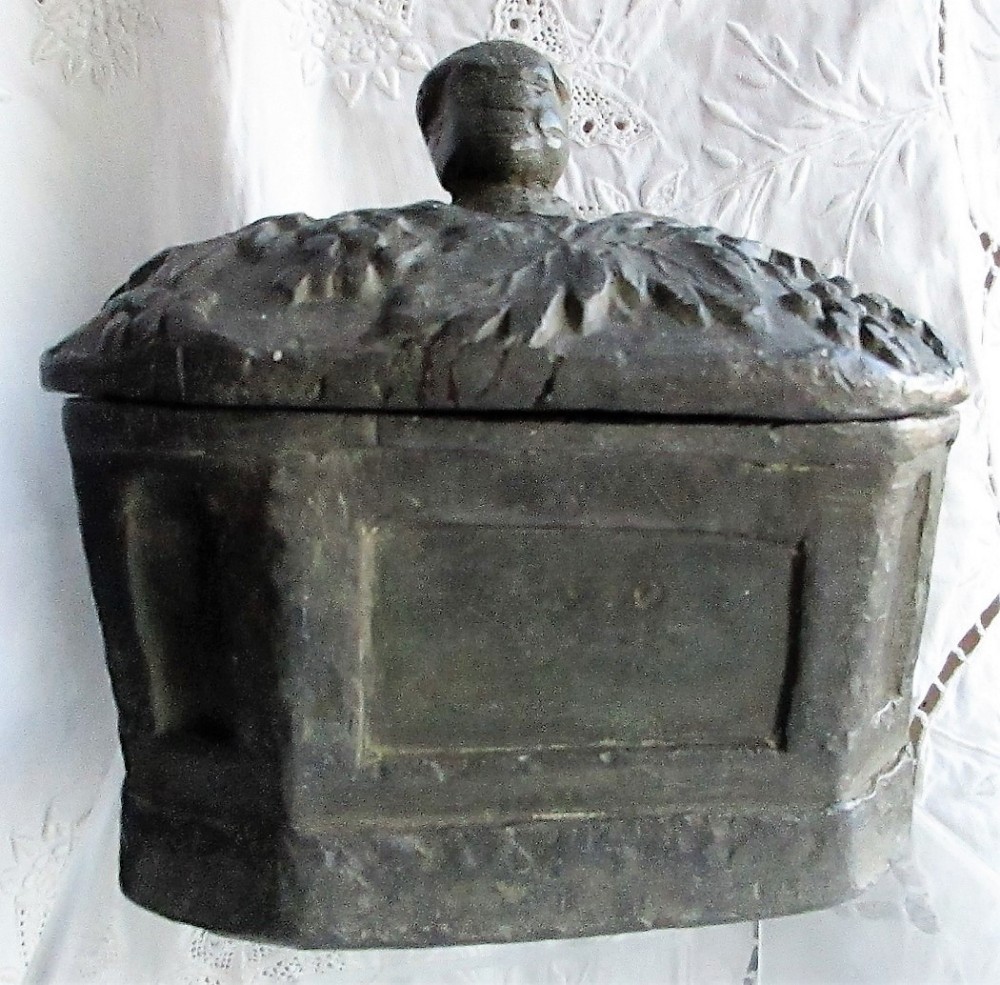 antique english georgian lead tobacco box