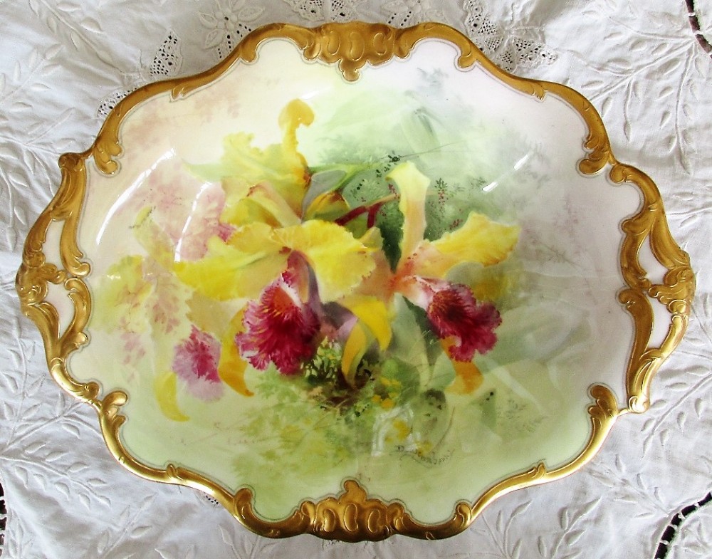 royal doulton porcelain cabinet dish cattleya dowiana orchids david dewsberry