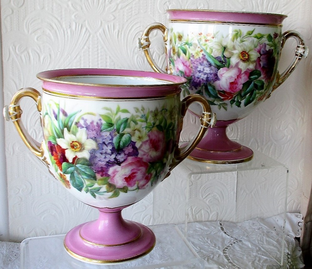 pair of antique french paris porcelain vases