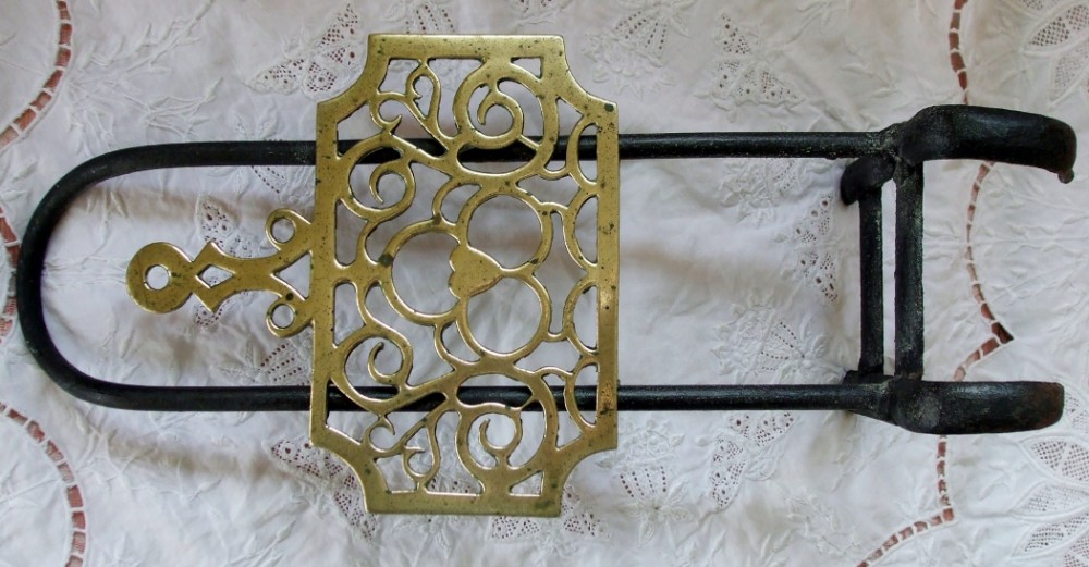 antique english victorian brass and iron trivet