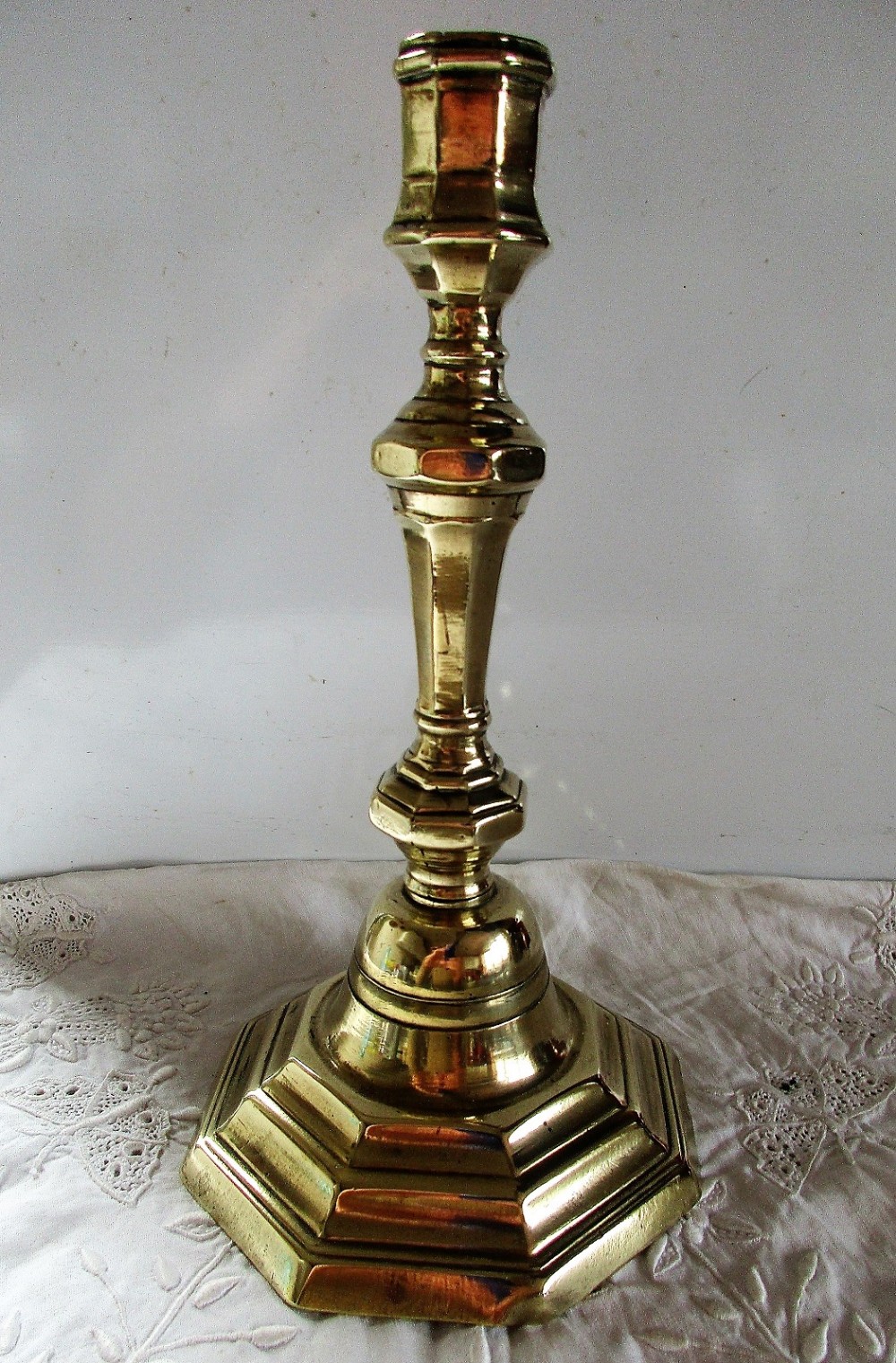 antique english georgian brass candlestick