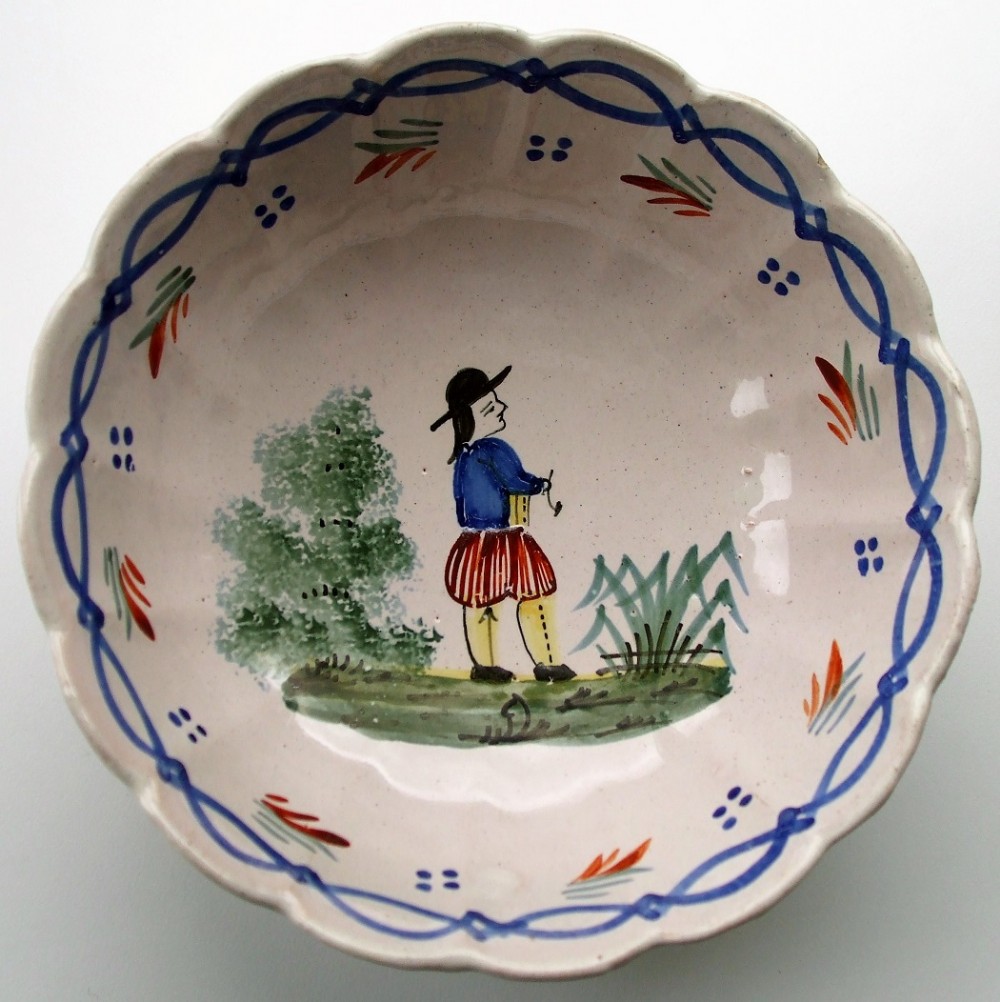 antique hb quimper french faience bowl