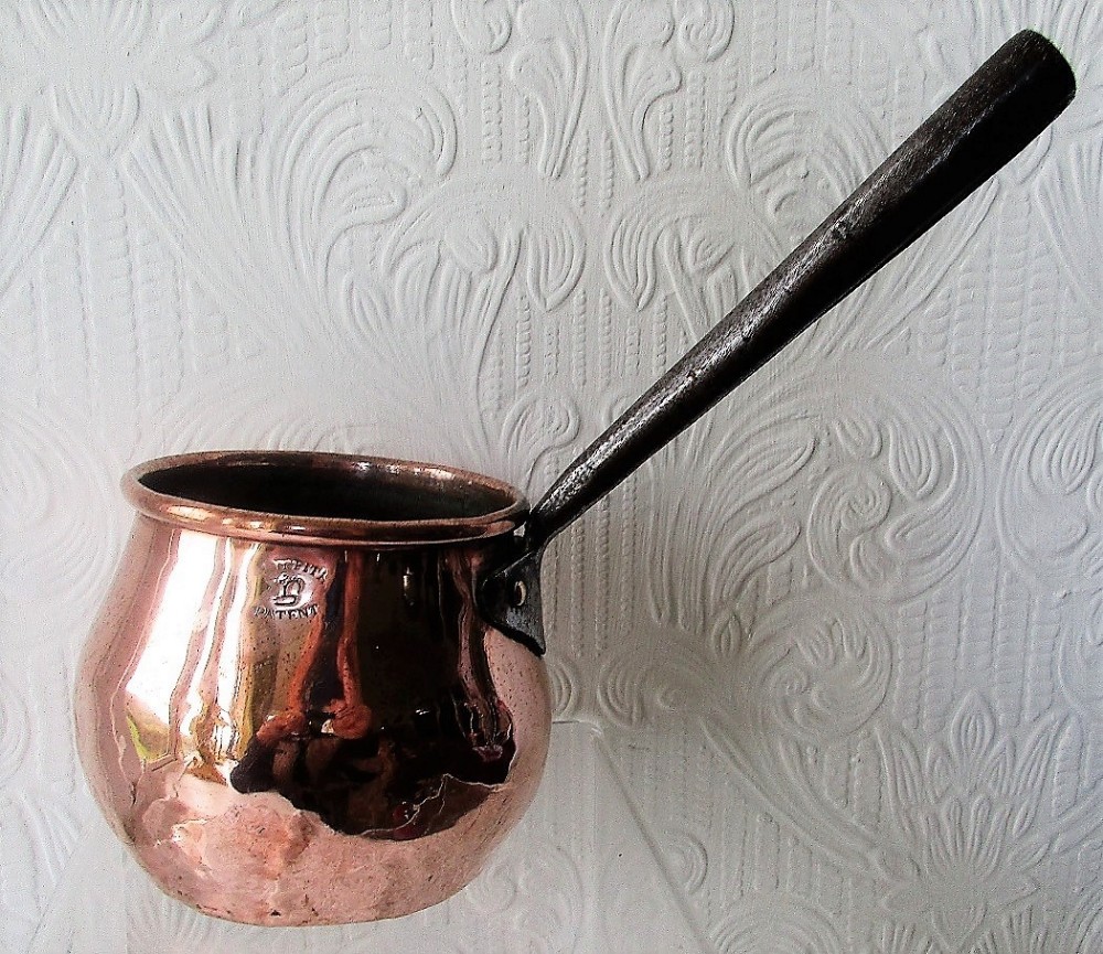 antique english victorian copper pint saucepan griffiths patent