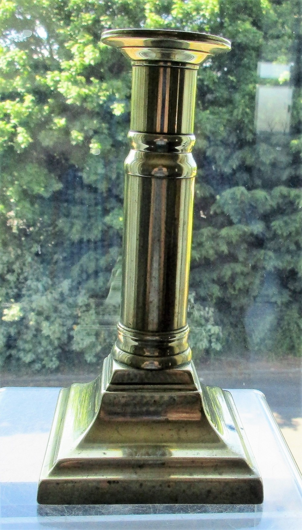 antique english georgian brass telescopic candlestick