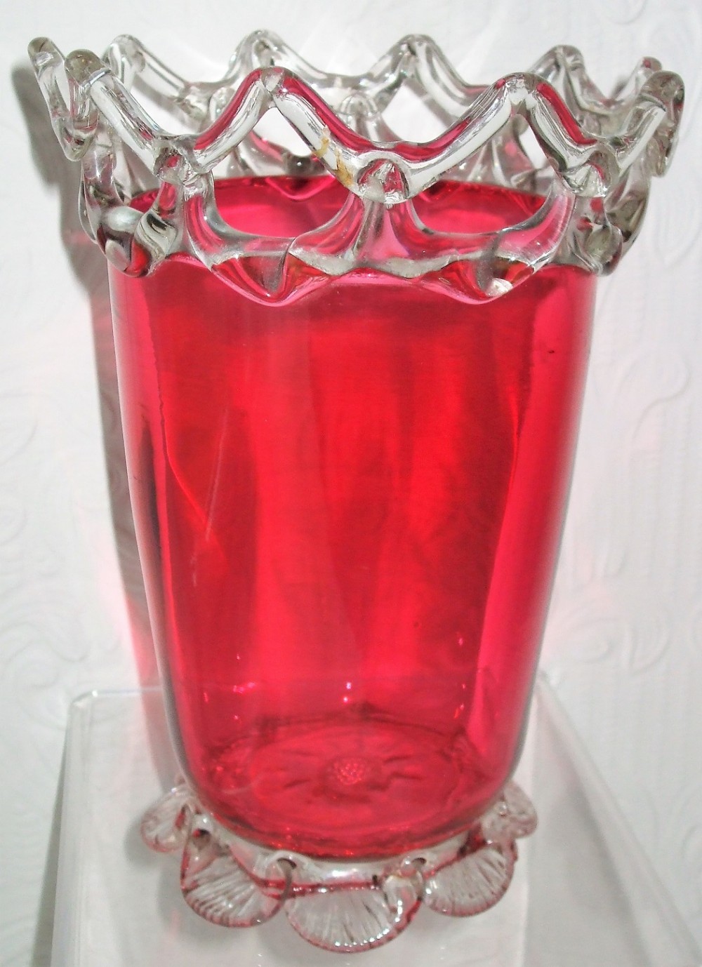 antique english victorian cranberry glass vase