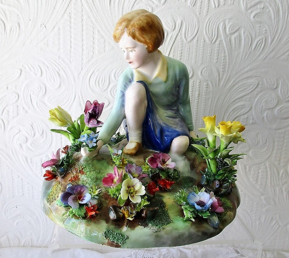 vintage crown staffordshire english porcelain figurine picking flowers jt jones
