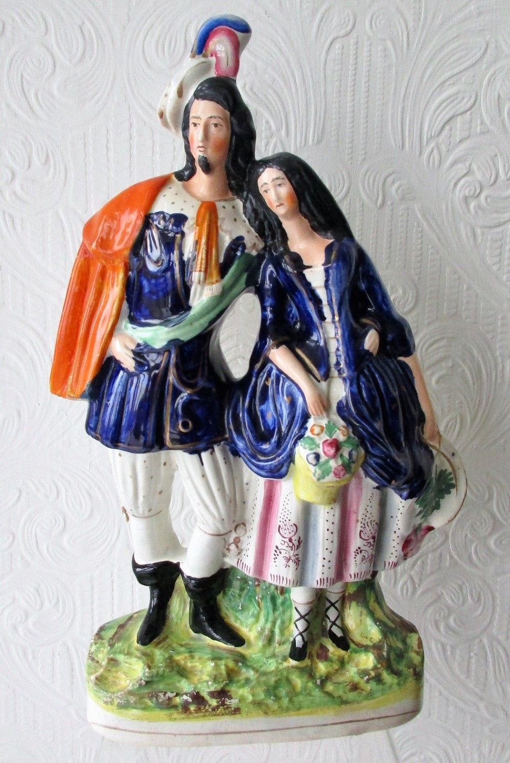 antique english victorian staffordshire pottery figure a gallant and his sweetheart h 2021