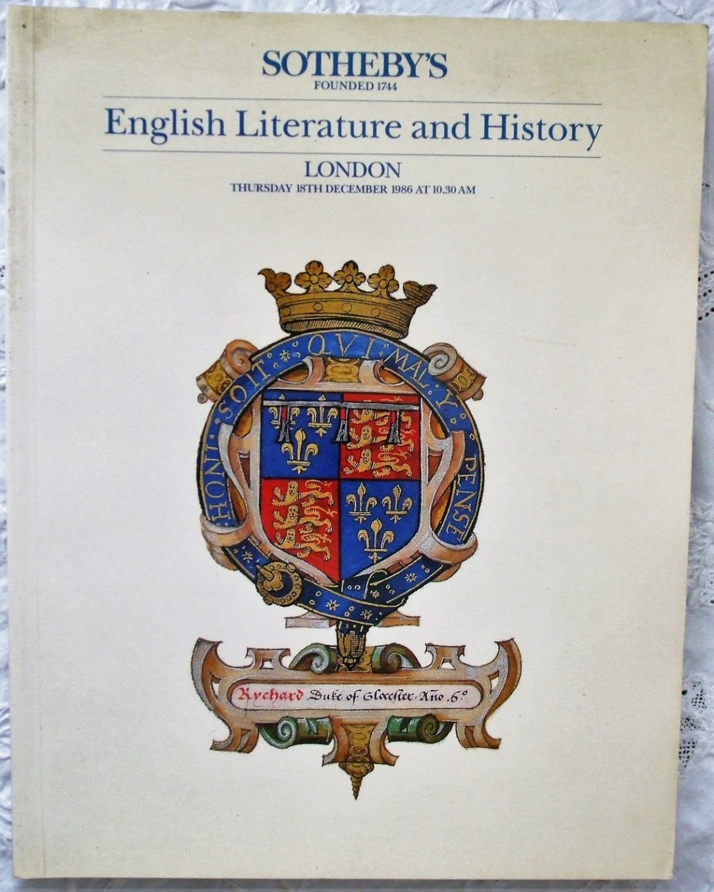 sotheby's english literature and history london 18 12 1986