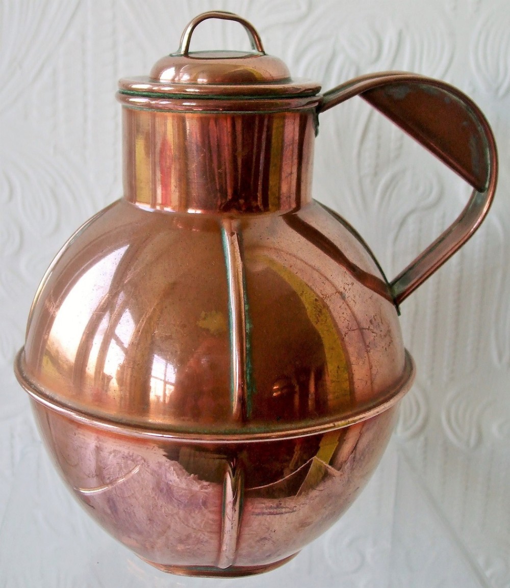 antique victorian channel islands pint copper milk can and cover