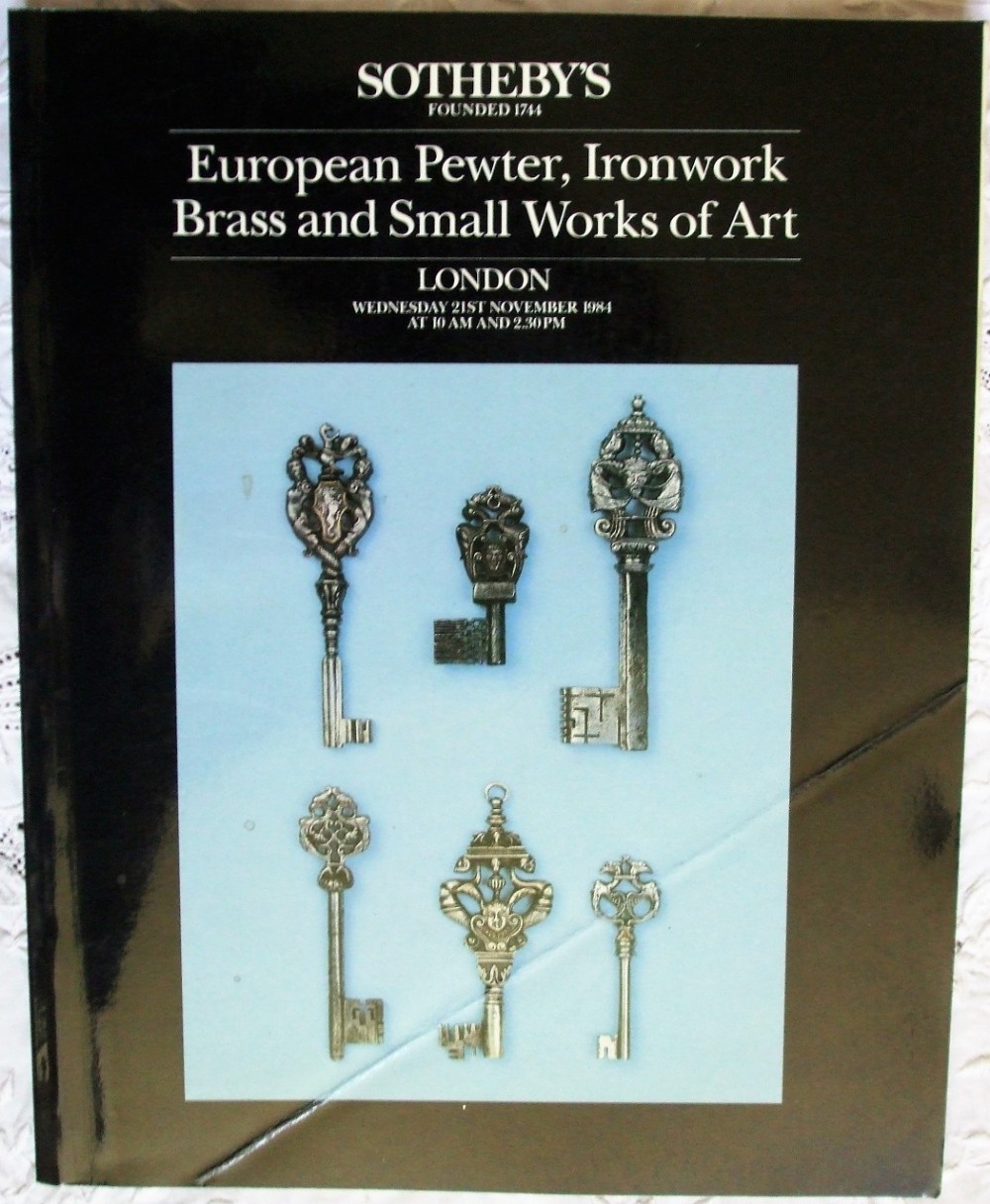 sotheby's european pewter ironwork brass and small works of art london 21 11 1984