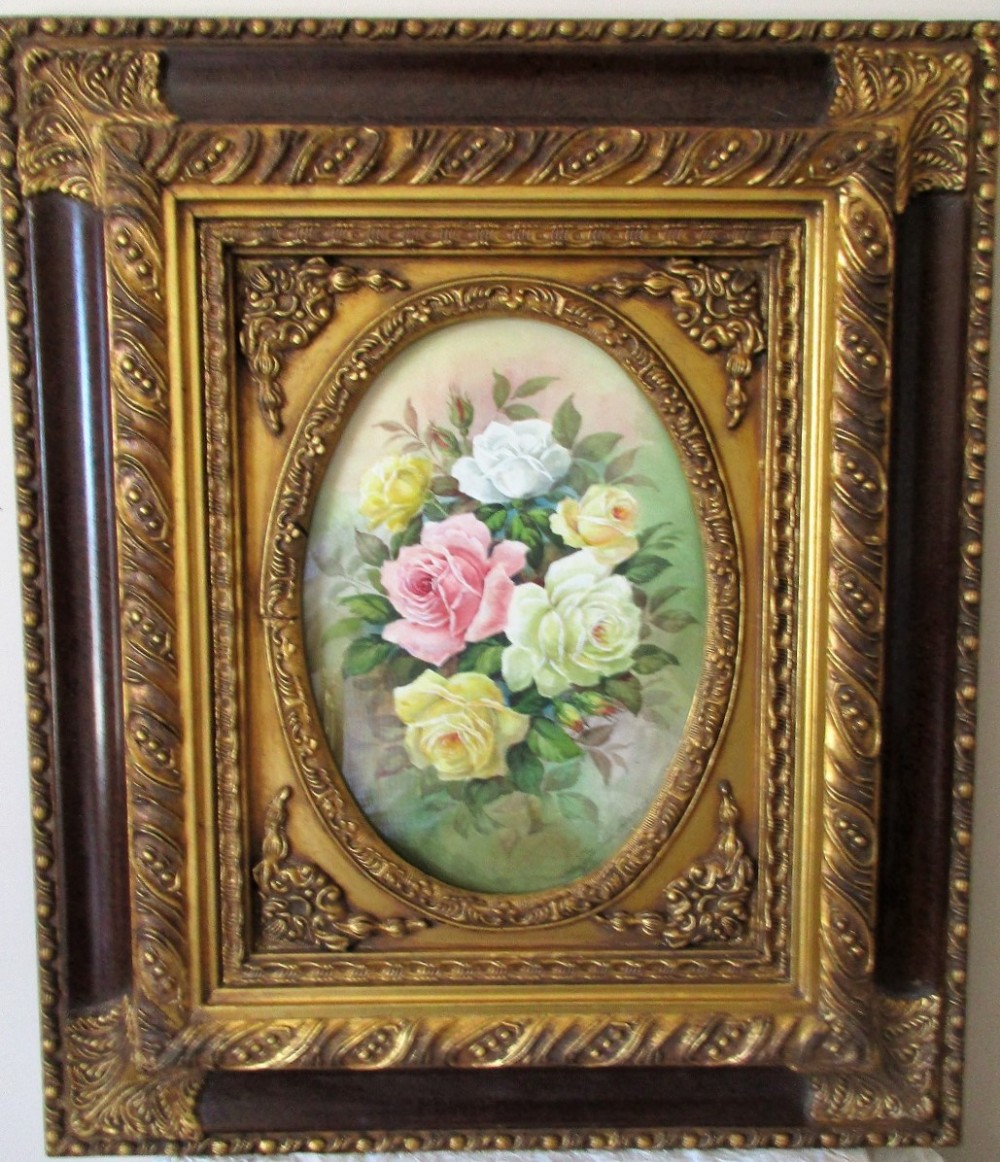 roses walnut and gilt watercolour reginald johnson