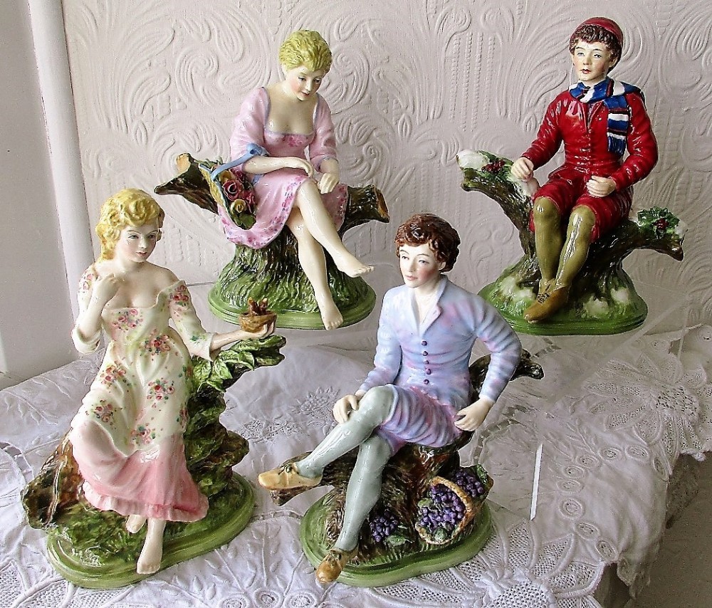 set of four english studio pottery porcelain figurines the seasons reginald johnson