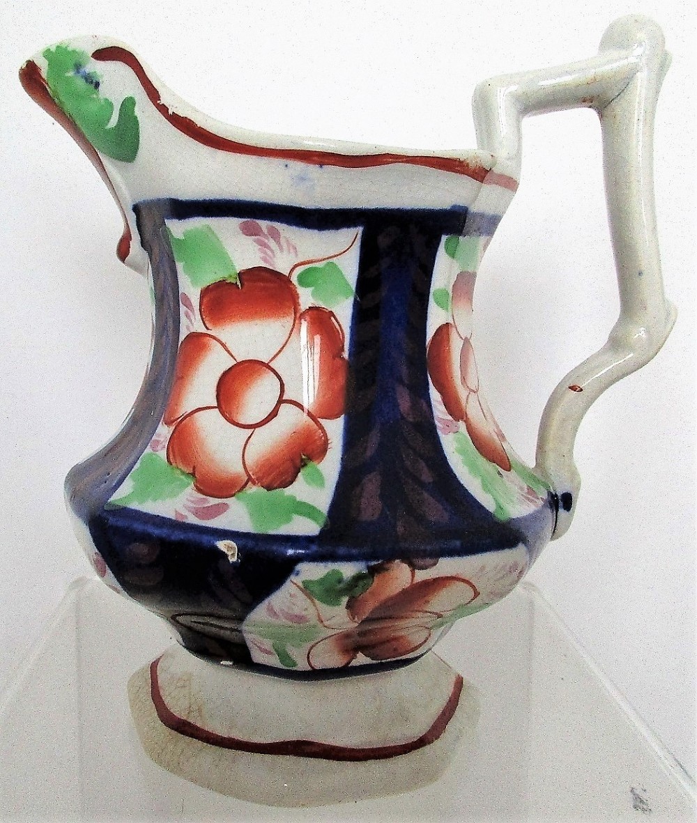 antique victorian gaudy welsh llangollen pattern pottery jug