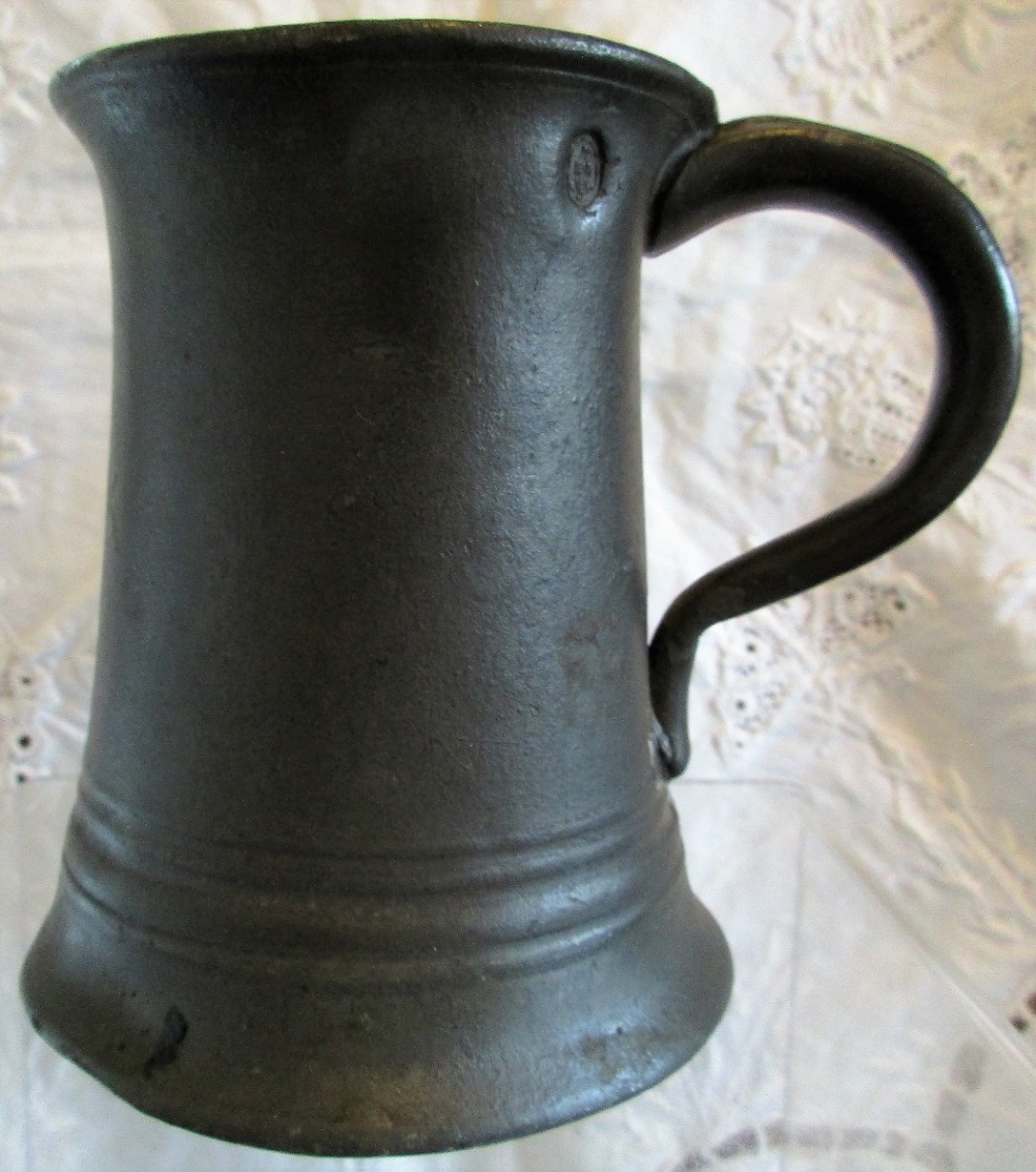 antique english victorian pewter half pint concave mug