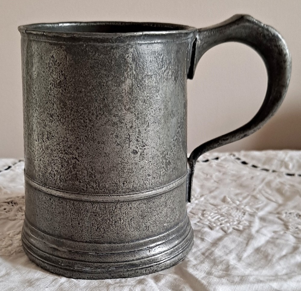 antique english victorian pewter pint mug