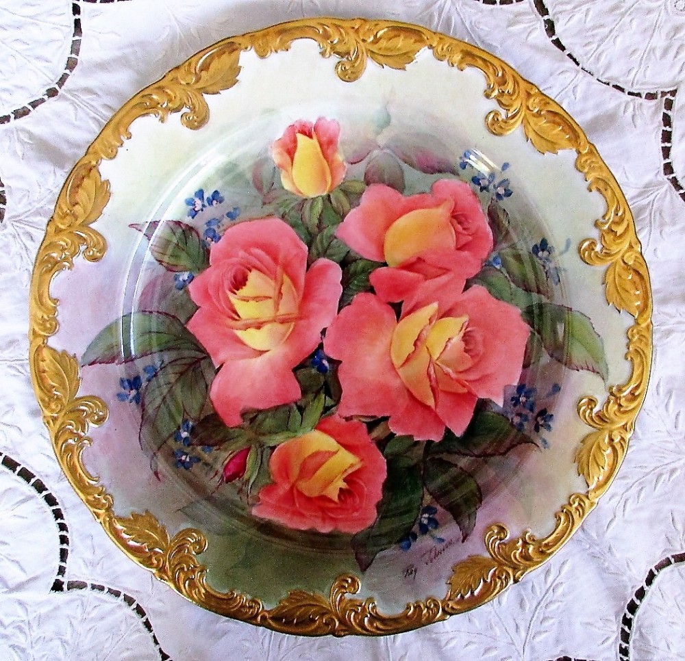 english porcelain cabinet dish roses from my garden reginald johnson