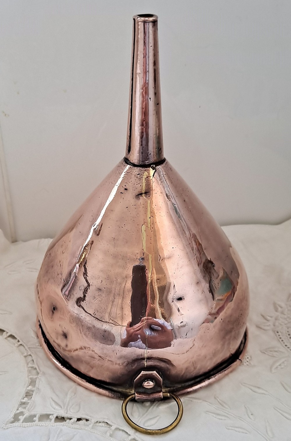 antique english georgian copper wine funnel