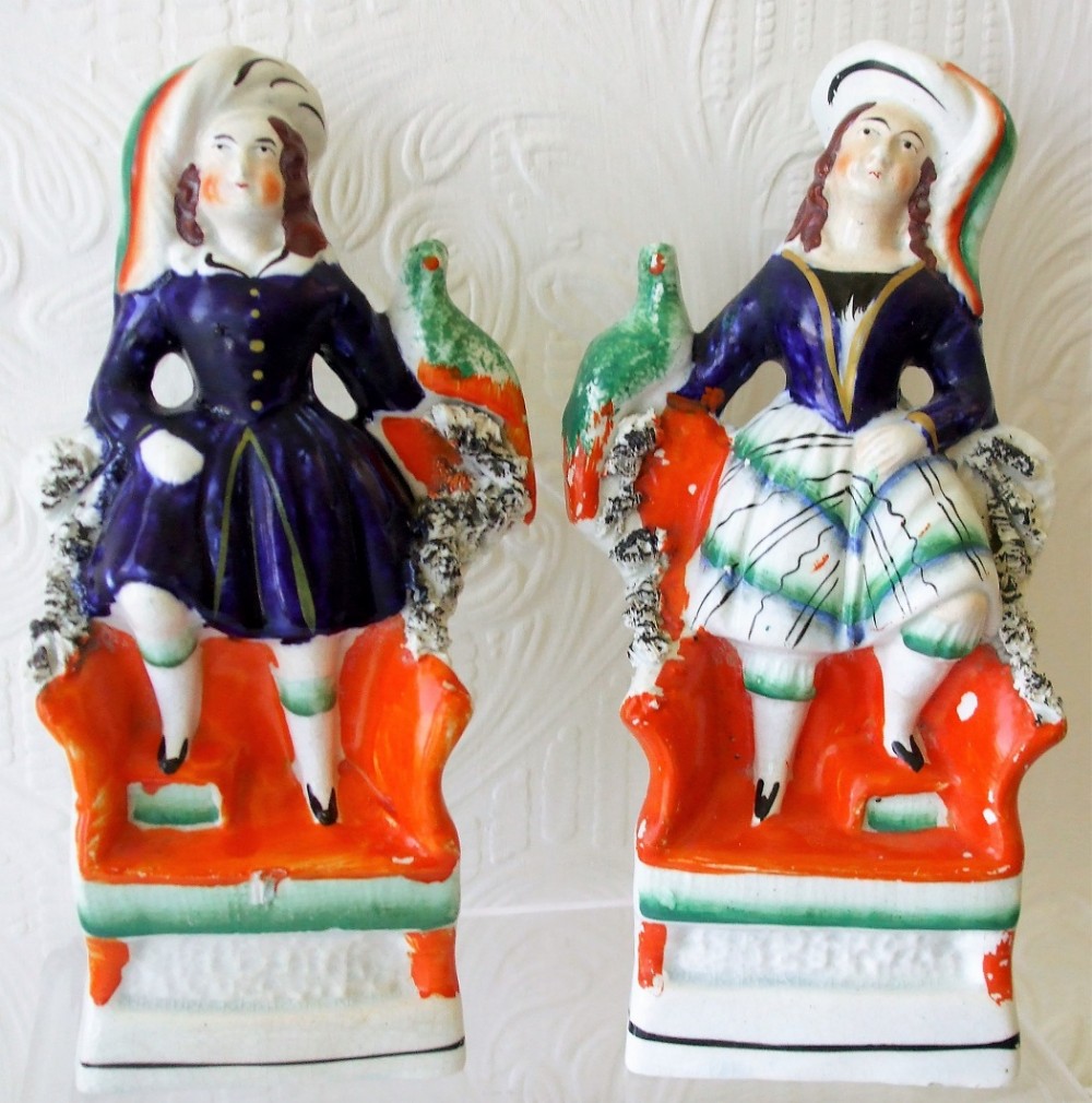 pair of antique english victorian staffordshire pottery royal portrait figures prince of wales and princess royal