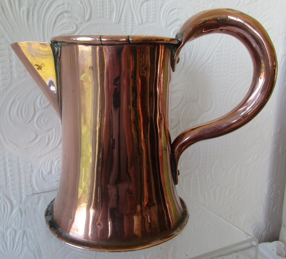 antique english victorian copper quart tavern jug