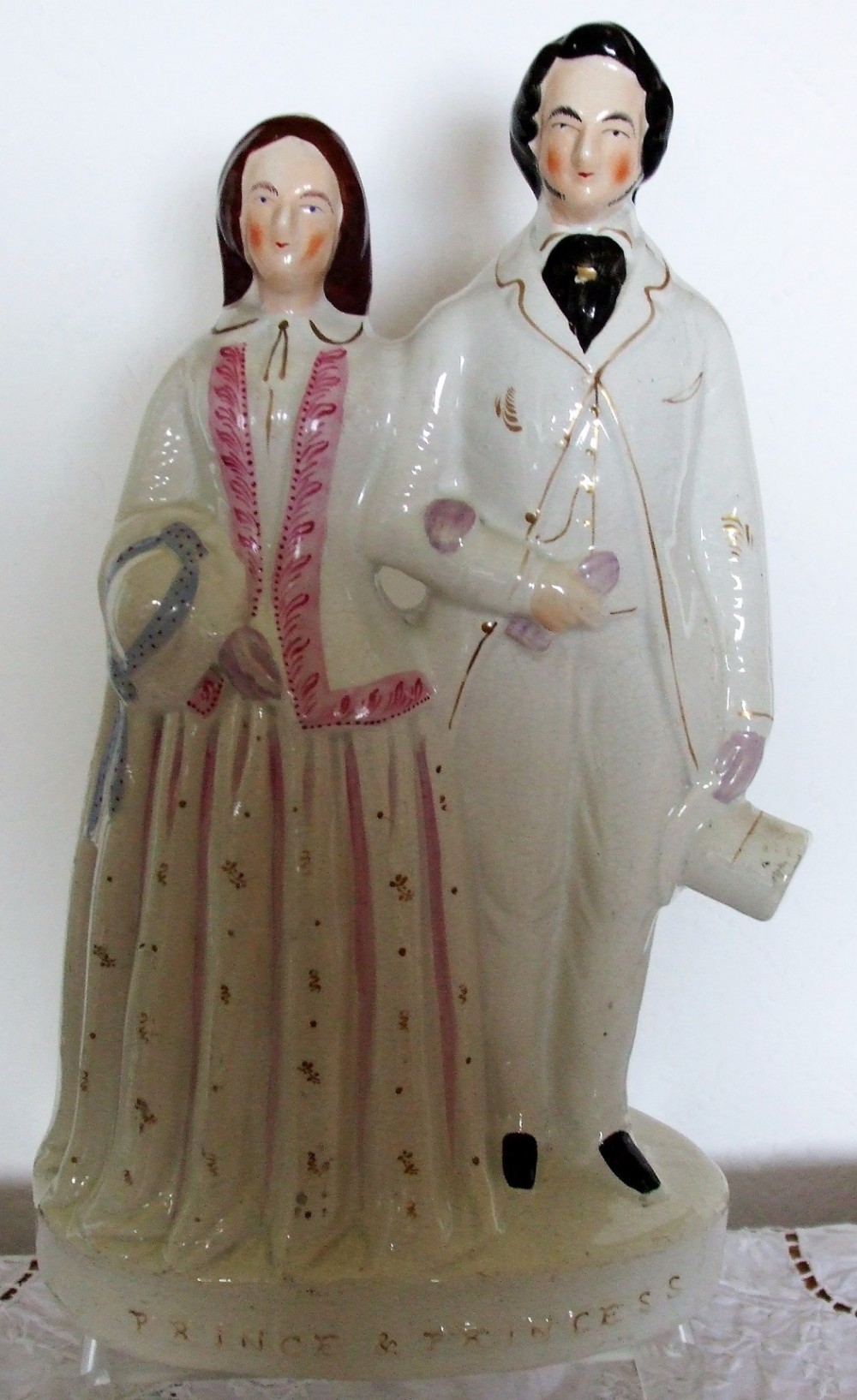 antique english victorian staffordshire pottery royal portrait figure prince and princess p a221 h 669