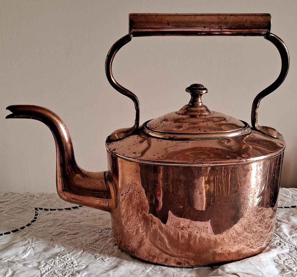antique english victorian copper kettle