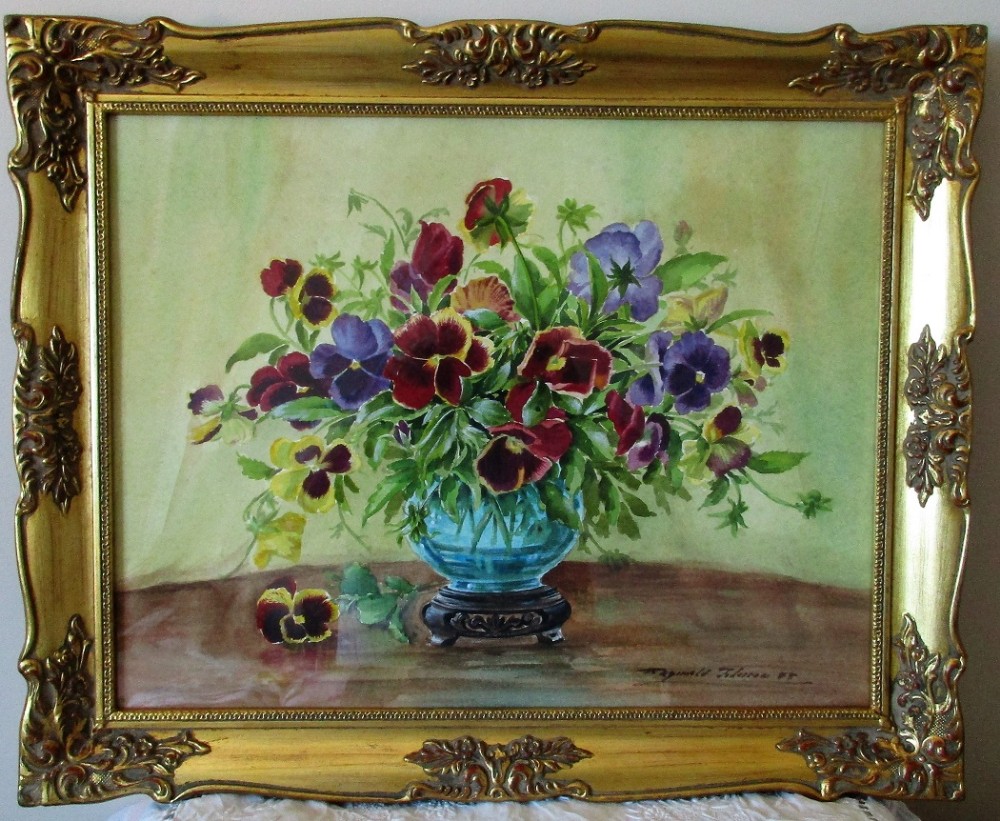 pansies watercolour on paper laid on board reginald johnson