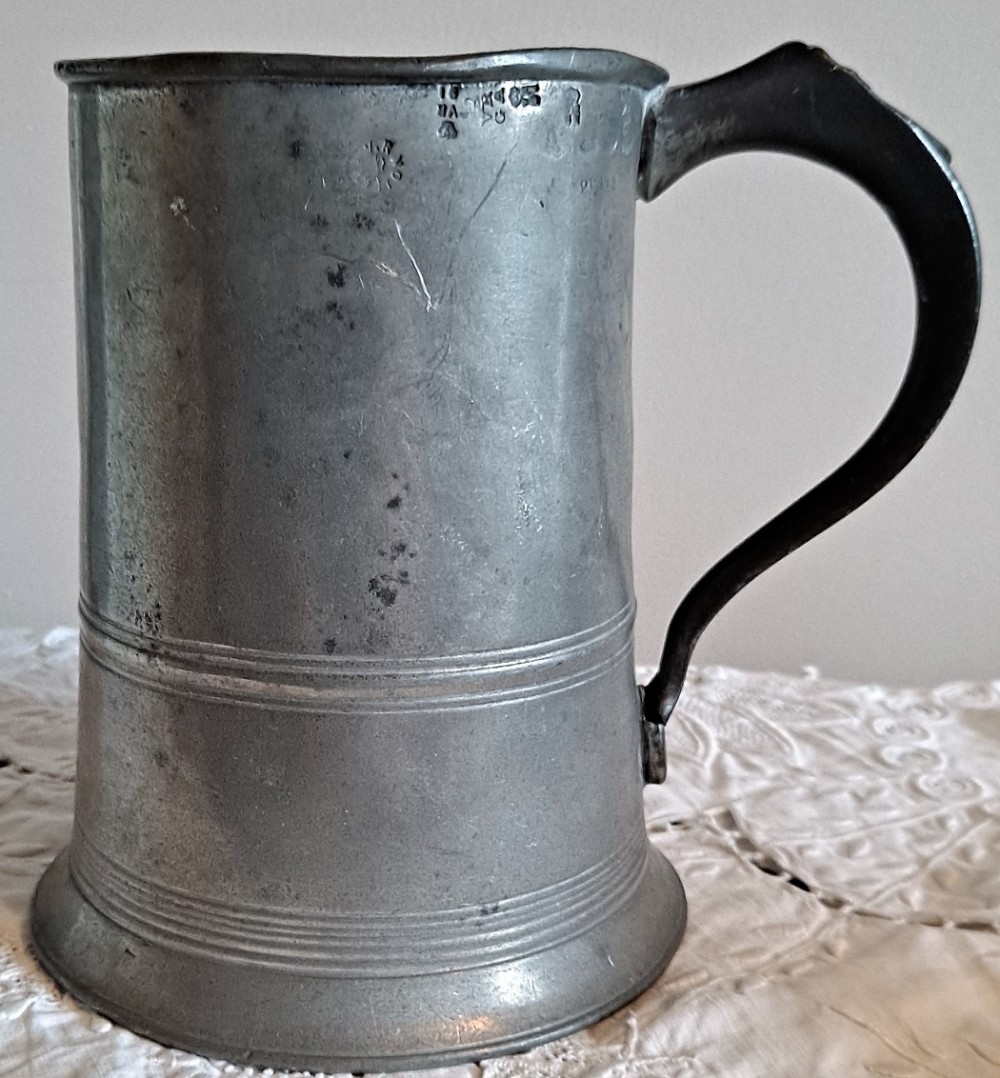 antique english victorian pewter quart mug