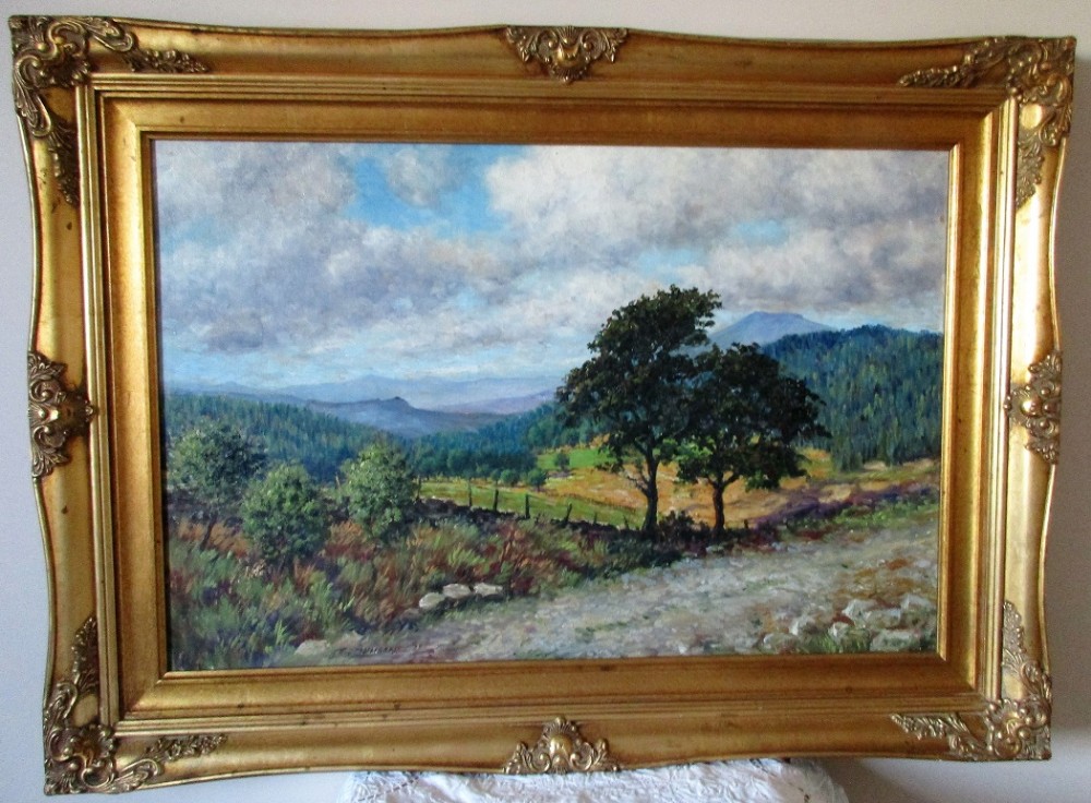 in north wales looking east towards the berwyns oil painting on board reginald johnson
