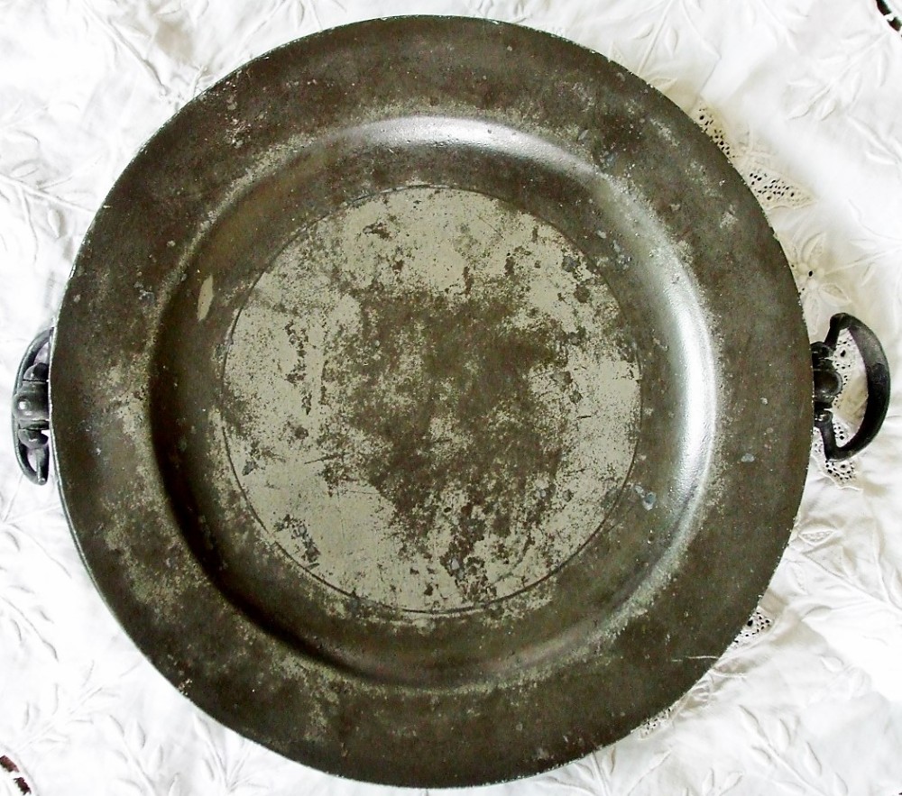 antique english victorian pewter hot water plate