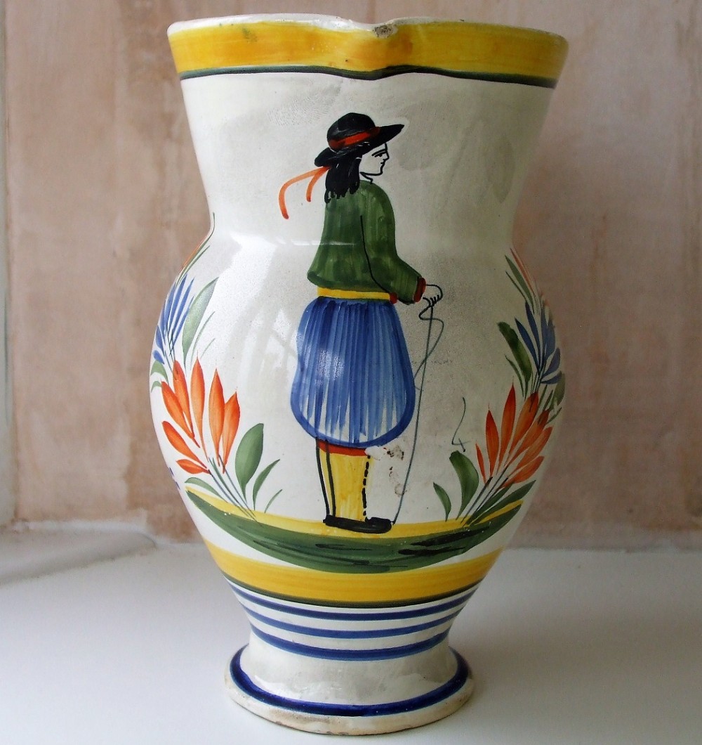 vintage henriot quimper french faience jug