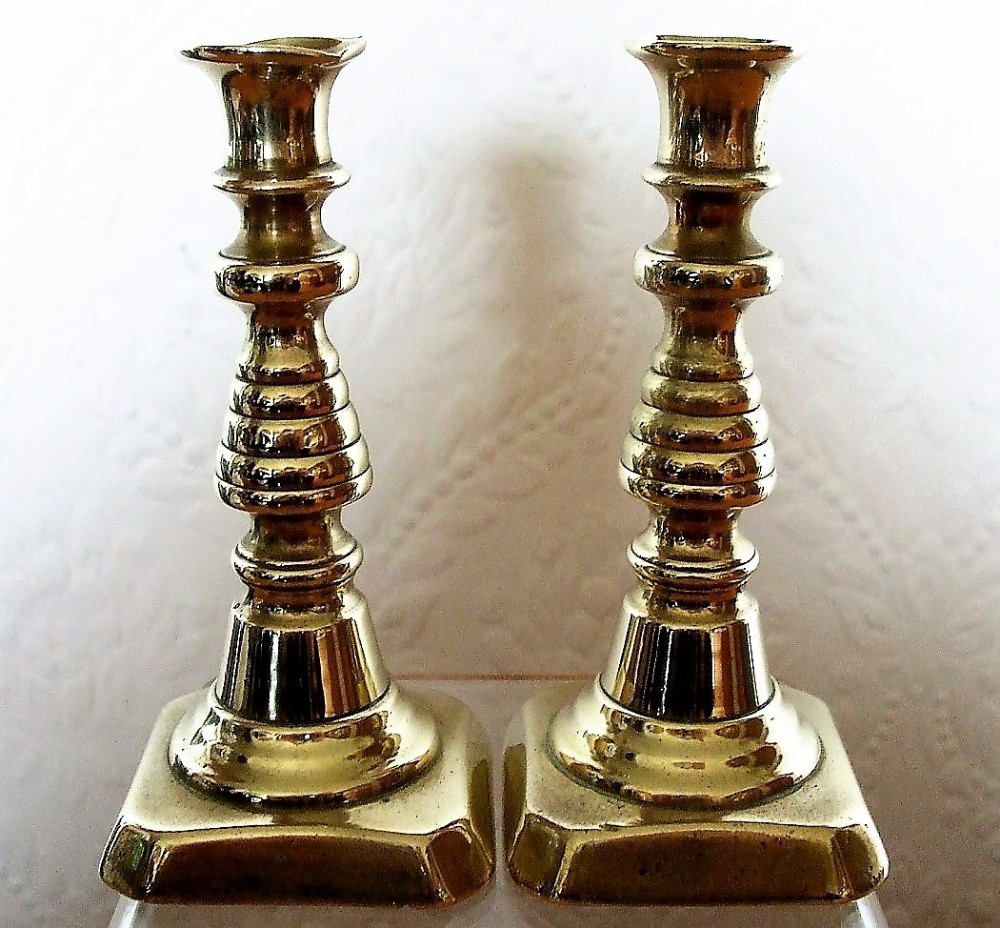 pair of antique english victorian brass tapersticks