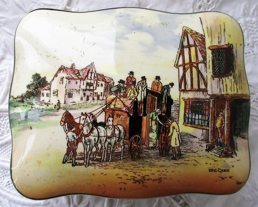 vintage english royal doulton seriesware old english coaching scenes porcelain box and cover