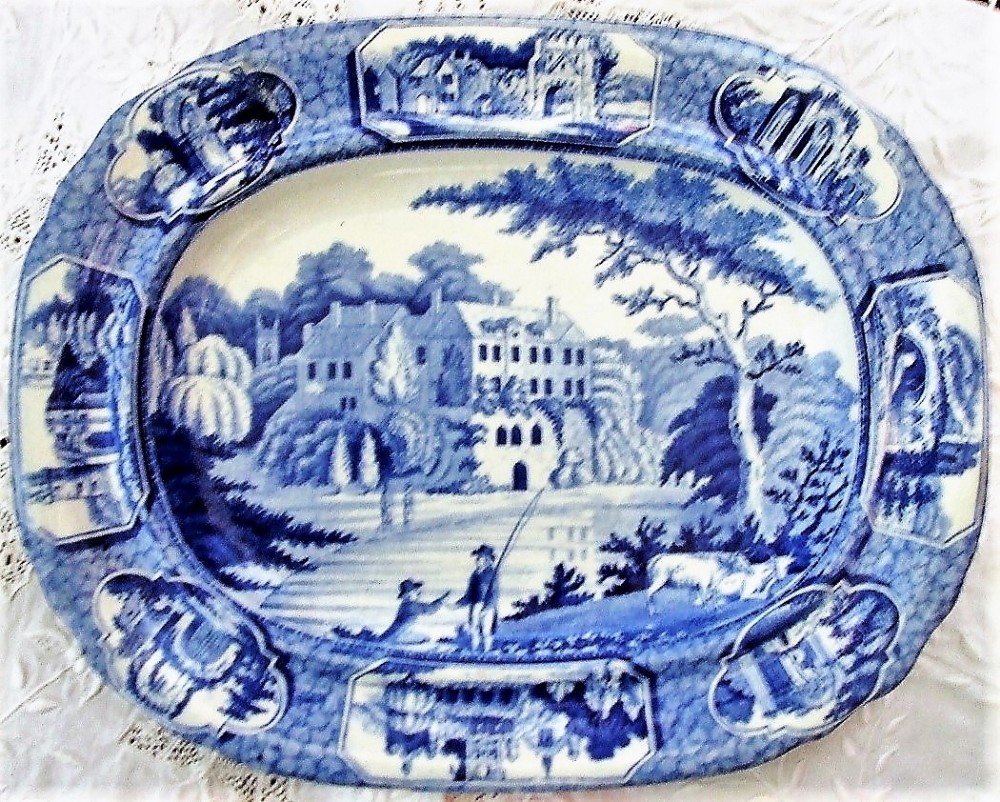 georgian blue white guy's cliffe warwickshire pottery dish henshall co