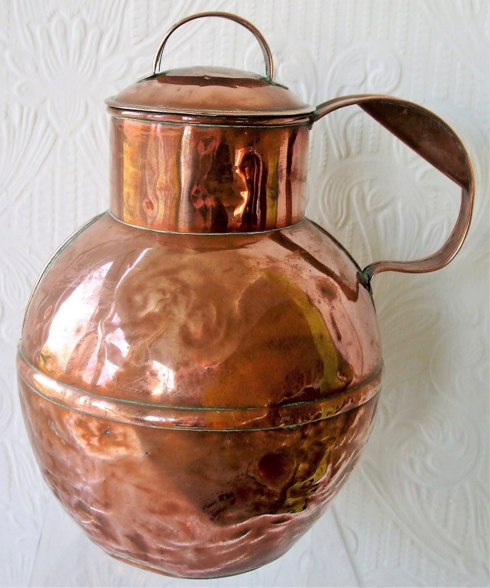antique victorian channel islands half gallon copper milk can and cover