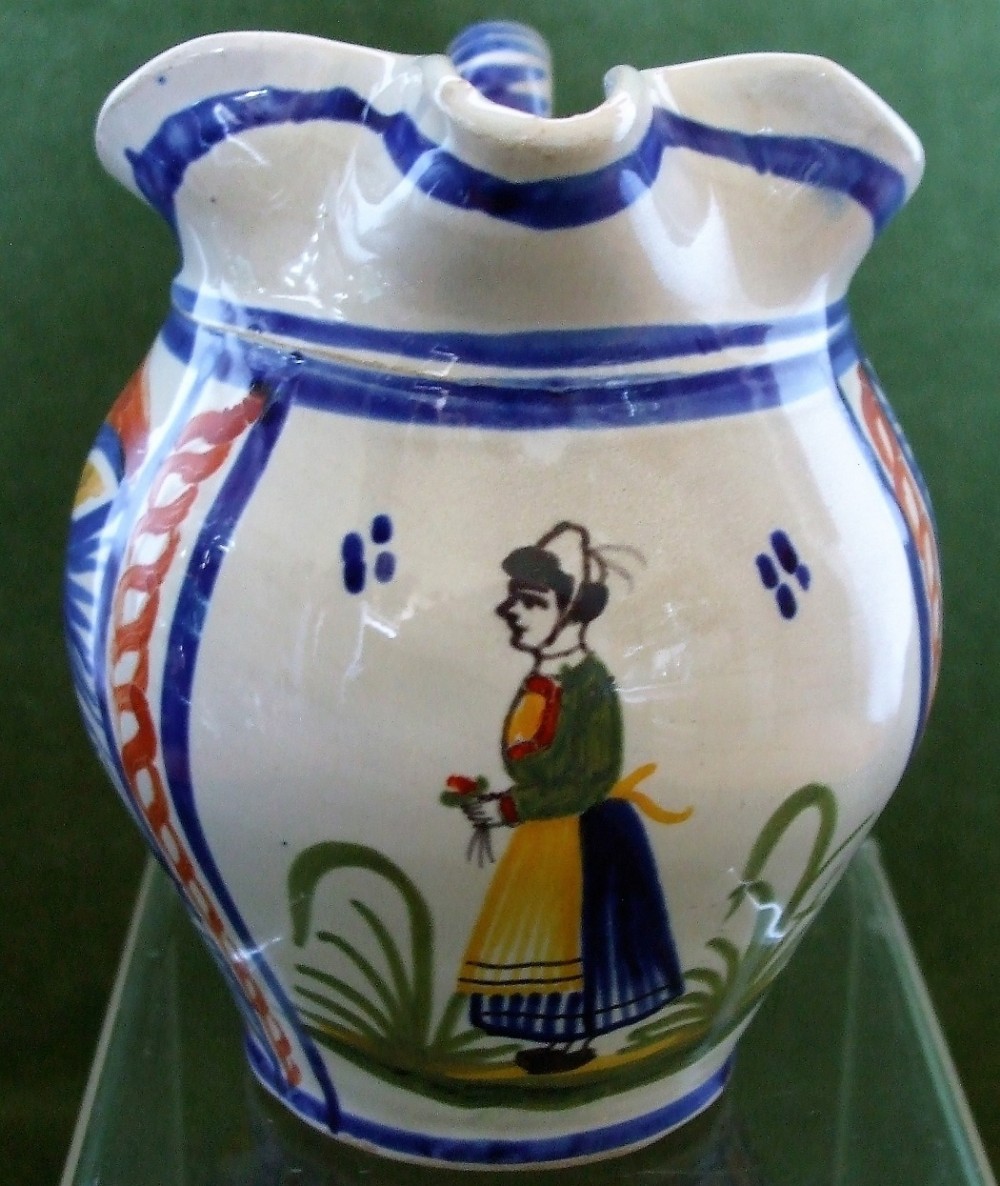 vintage henriot quimper french faience jug