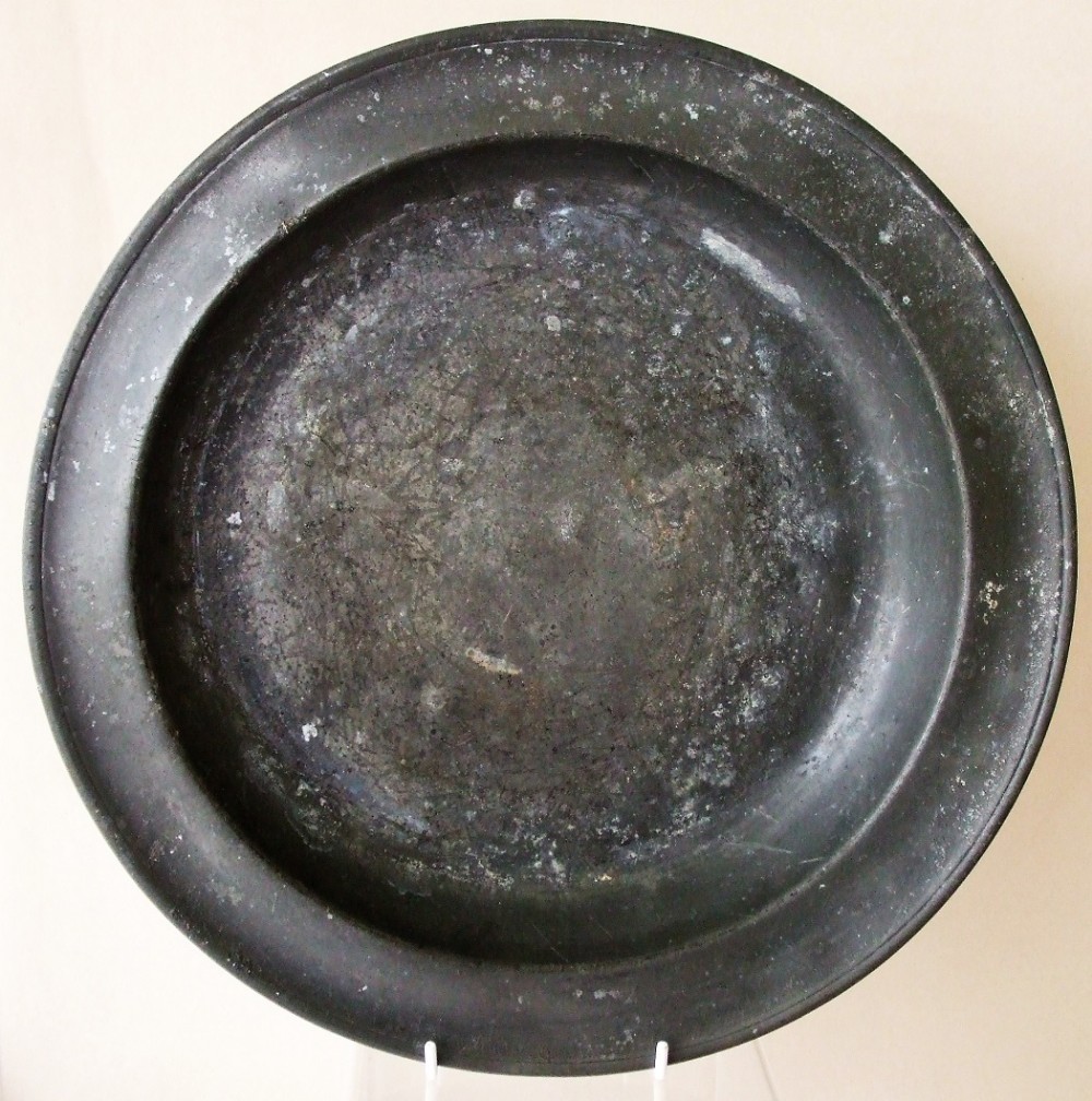 antique english georgian pewter dish plate