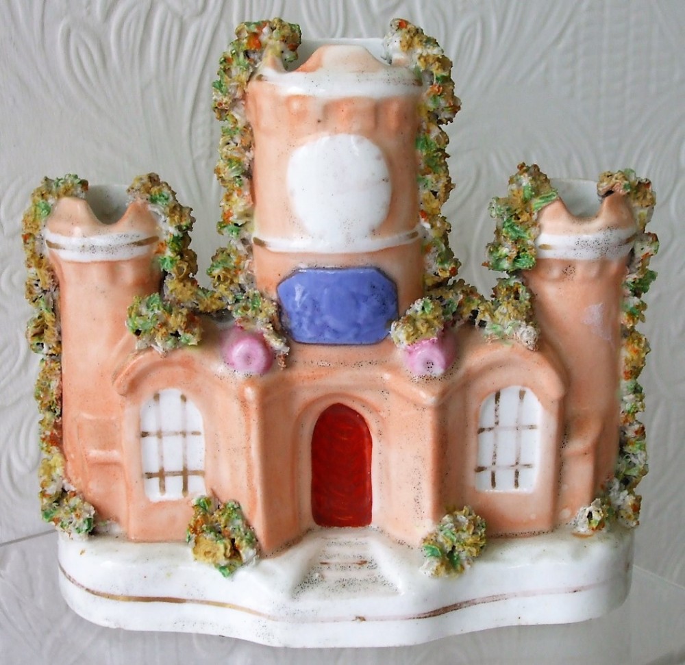 antique english victorian staffordshire pottery castle
