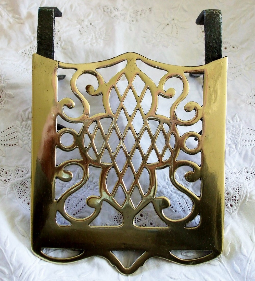 antique english victorian brass and iron hookon trivet