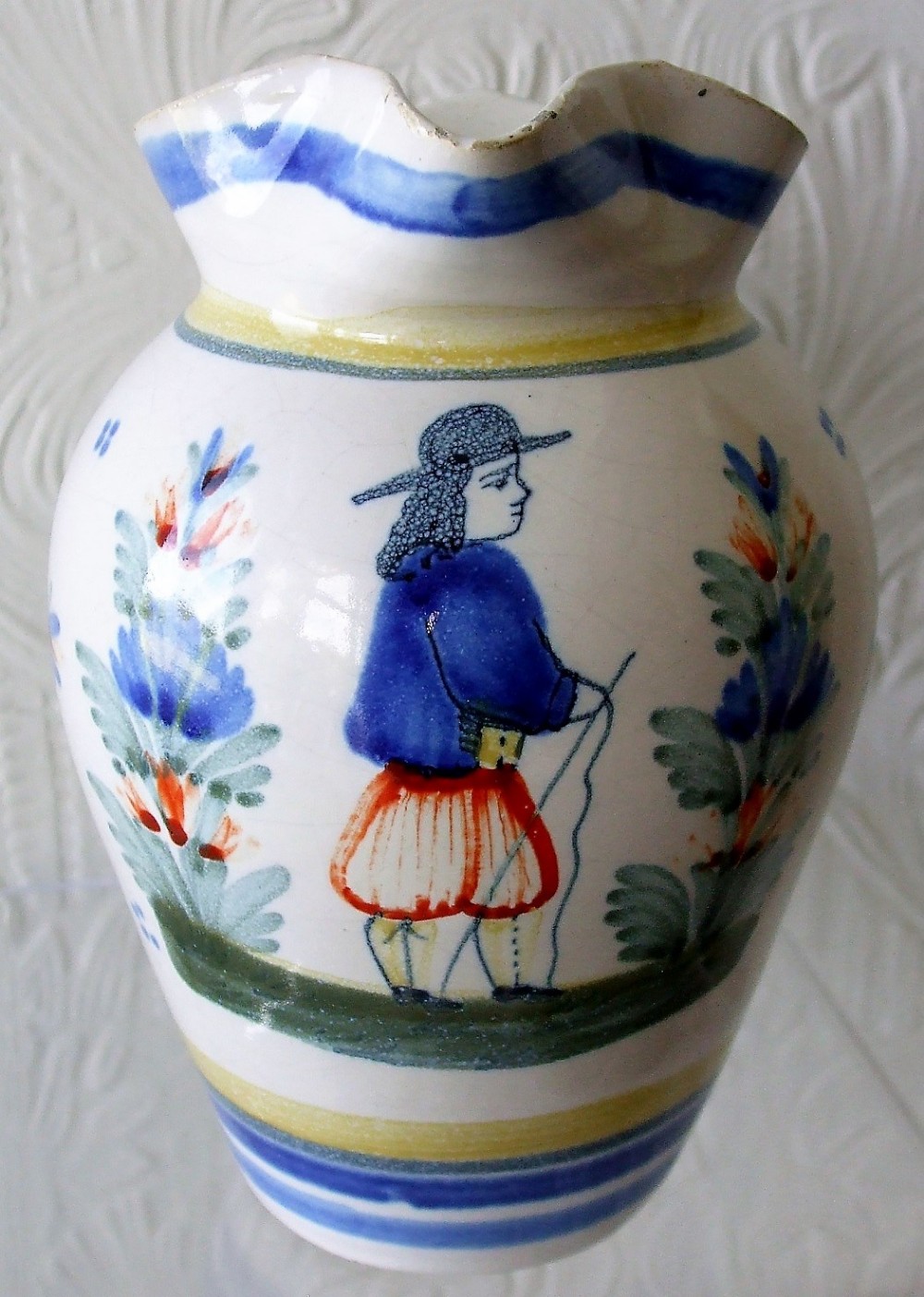 antique hr quimper french faience jug