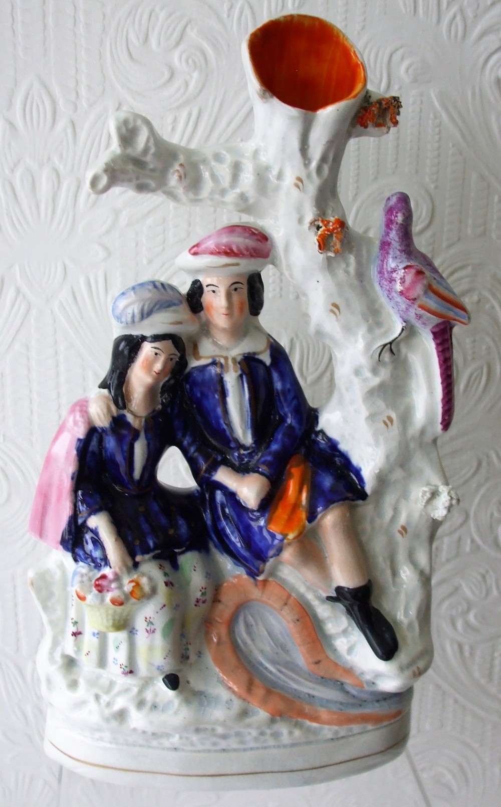 antique english victorian staffordshire pastoral spill vase figure group h 2077a